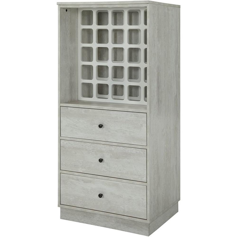 Acme Wiesta Engineered Wood Wine Cabinet with 3 Drawers in Antique White