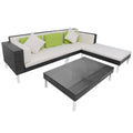 vidaXL 4-Piece Patio Lounge Set - Weather- Outdoor Furniture Set with Poly Rattan, Steel Frame, Removable Cushions and Pillows -