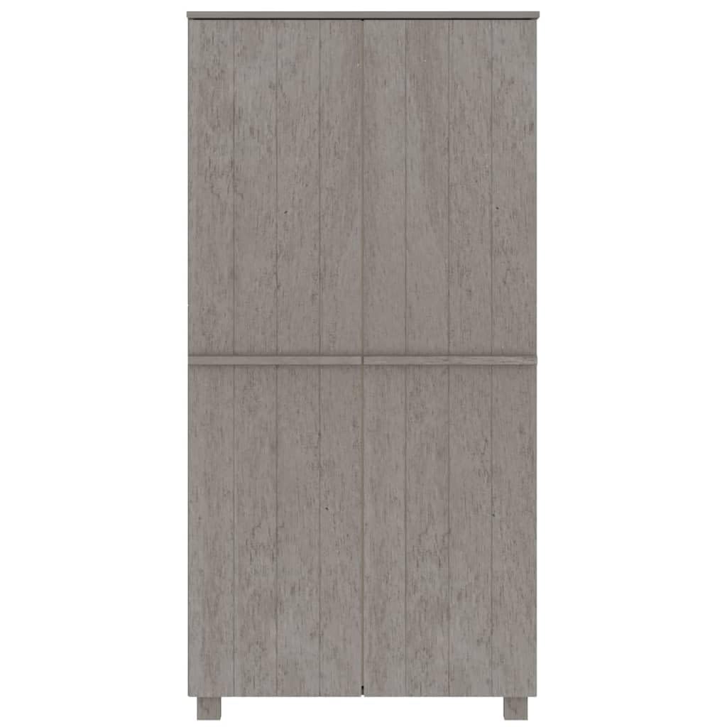 vidaXL Light Gray Pinewood Wardrobe HAMAR - Spacious Double Compartment Closet with Hanging Rod - Modern, Sturdy Solid Wood Construction