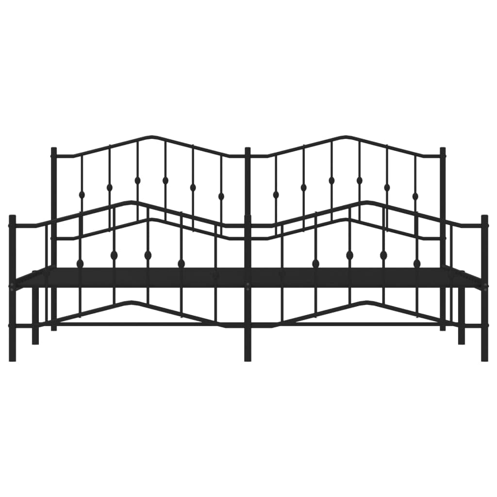 vidaXL King Metal Bed Frame with Headboard and Footboard, Under Bed Storage Space, Sturdy Steel Construction and Easy Assembly, Minimalist Style, Black, 12'' High, Without Mattress