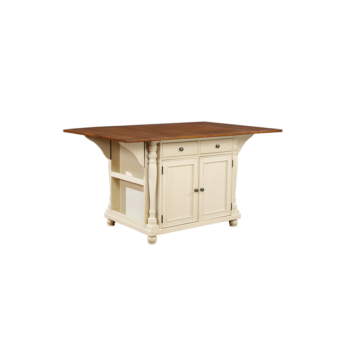 Coaster Slater 2-Drawer 2-Door Kitchen Island With Drop Leaves Brown And Buttermilk