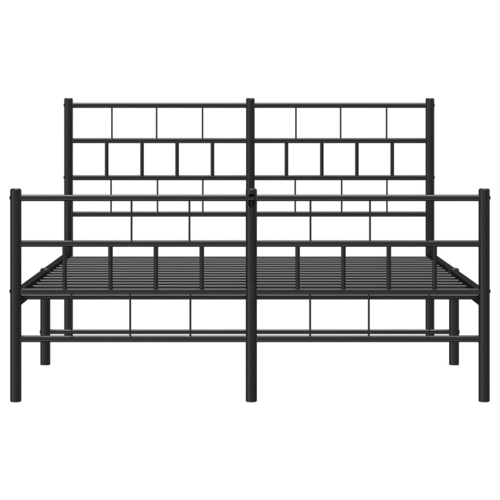 vidaXL 12-Inch Black Metal Full Bed Frame with Headboard & Footboard, Heavy-Duty Slats Support with Under-Bed Storage for Modern Bedroom, No Box Spring Needed & Easy Assembly, No Mattress