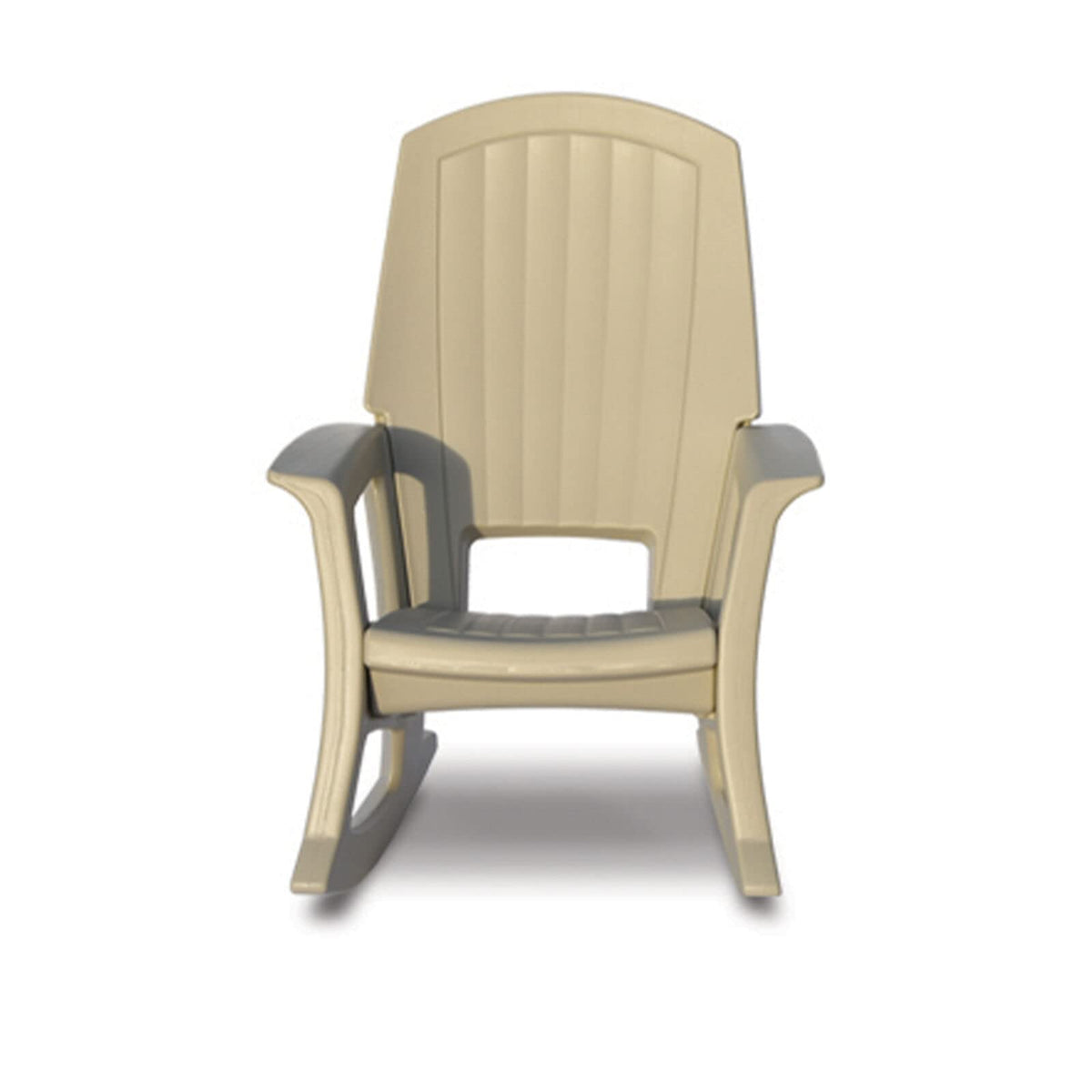 Semco Plastics Rockaway Heavy Duty Polyethylene All Weather Outdoor Rocking Chair With Backrest And Armrests For Porch, Deck, And Patio, Tan