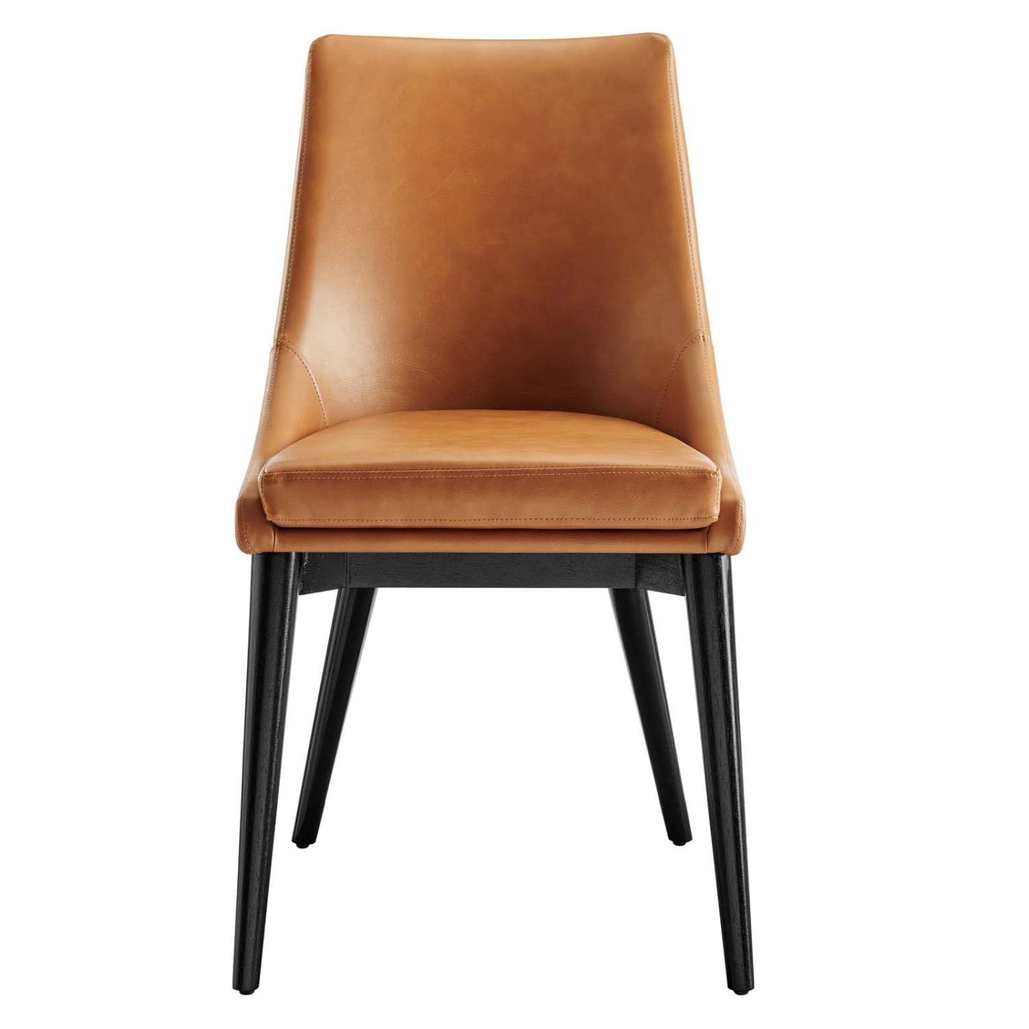 Modway Viscount Mid-Century Modern Faux Leather Upholstered, Dining Chair, Tan