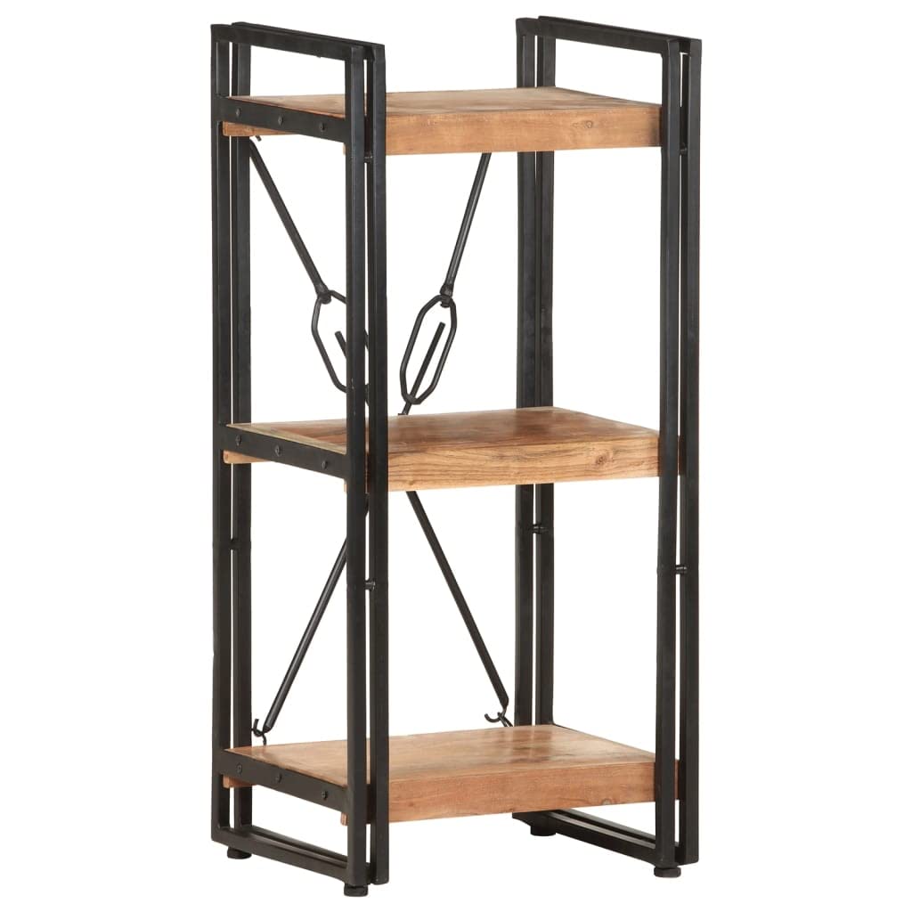 vidaXL Industrial 3-Tier Bookcase - Solid Acacia Wood and Powder-Coated Steel Frame