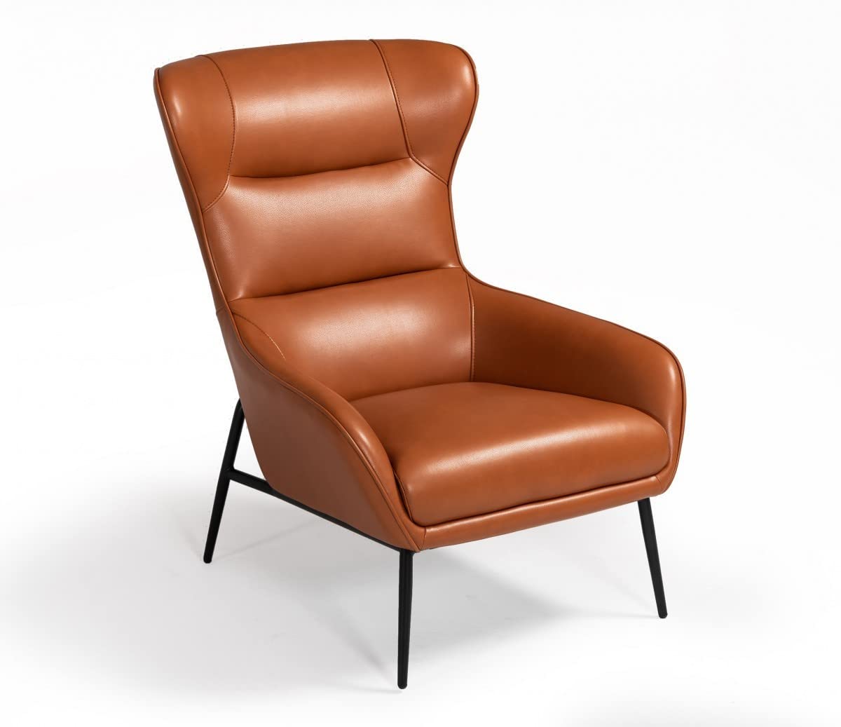 HomeRoots Industrial Orange Leather and Metal Lounge Chair