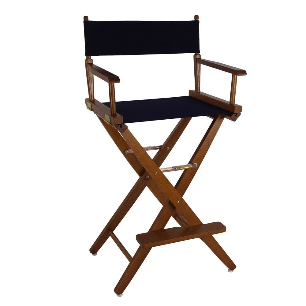 American Trails Extra-Wide Premium 30&quot; Director's Chair Mission Oak Frame with Navy Canvas, Bar Height