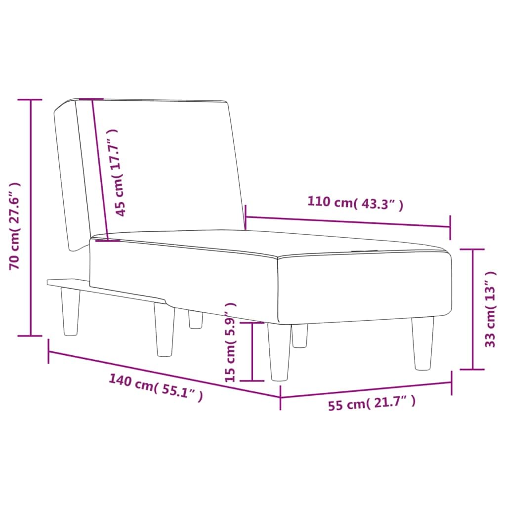 vidaXL Adjustable Chaise Longue in Dark Gray Fabric- Versatile Lounge Sofa Seat for Living Room, Bedroom with Modern Design and High-Density Foam