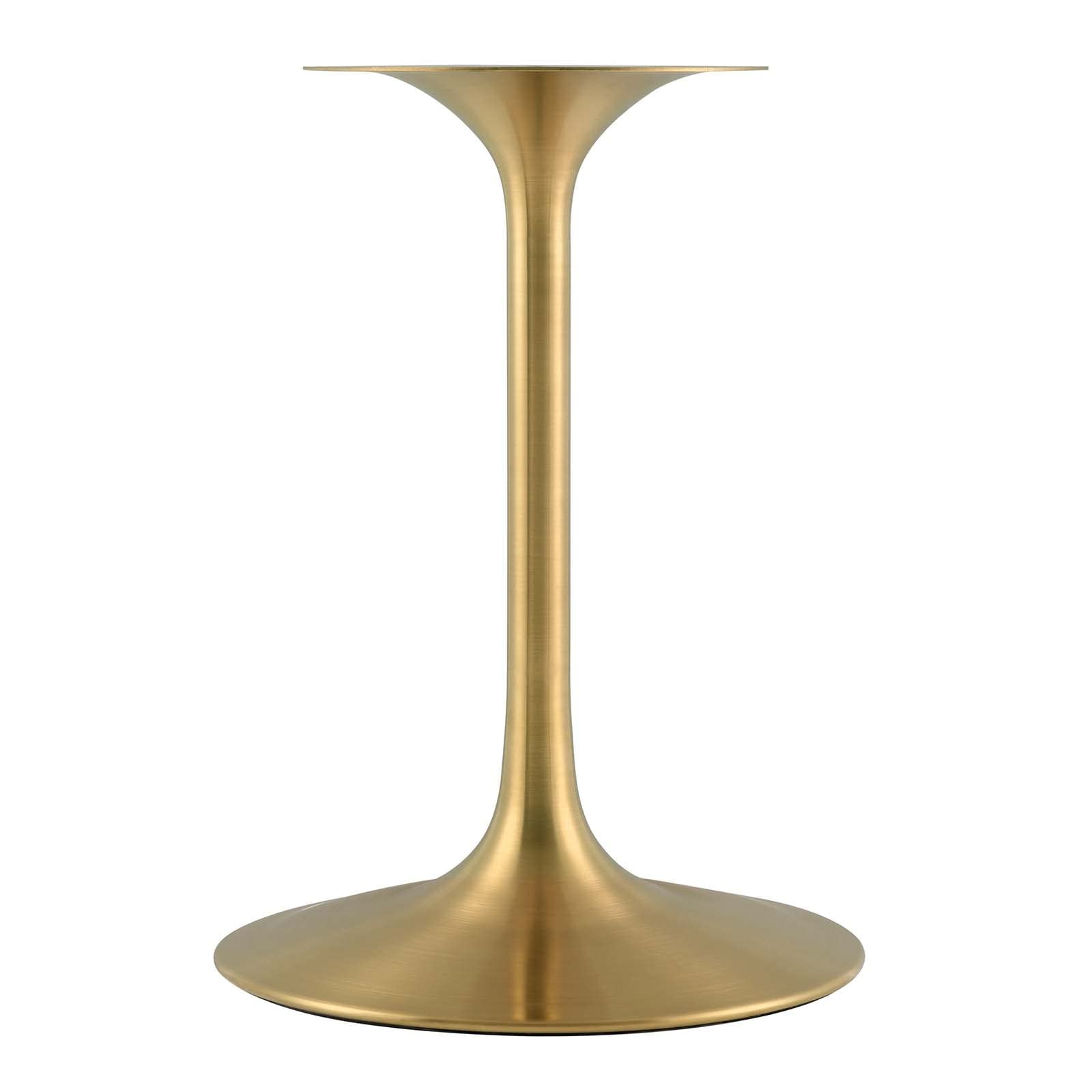 Modway Lippa 36&quot; Mid-Century Dining Table With Round Artificial Marble Top In Gold White