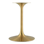 Modway Lippa 36" Mid-Century Dining Table With Round Artificial Marble Top In Gold White