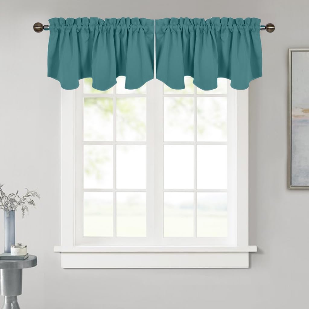 Nicetown Blackout Window Valance For Nursery - Home Decoration 52 By 18 Inches Rod Pocket Scalloped Window Treatment Tier For La