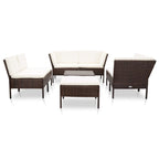 vidaXL Patio Furniture Set 8 Piece, Wicker Conversation Set with Cushions, Outdoor Patio Chair for Poorside Garden Balcony, Poly Rattan Brown