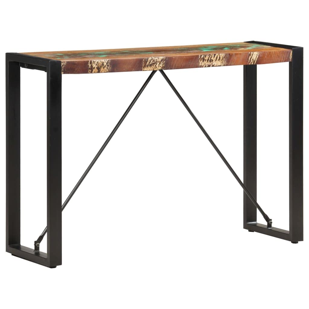 vidaXL Industrial Style Console Table in Solid Reclaimed Wood with Durable Black Powder-Coated Steel Legs - Easy Assembly, Ideal for Living Room or Hallway