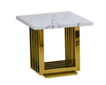 Best Quality Furniture White Marble Sofa End Table With Gold Base