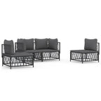 vidaXL Patio Furniture Set 7 Piece Sectional Sofa with Cushions Anthracite Steel - Garden, Patio, Deck Sofa Set - Modern Outdoor Seating