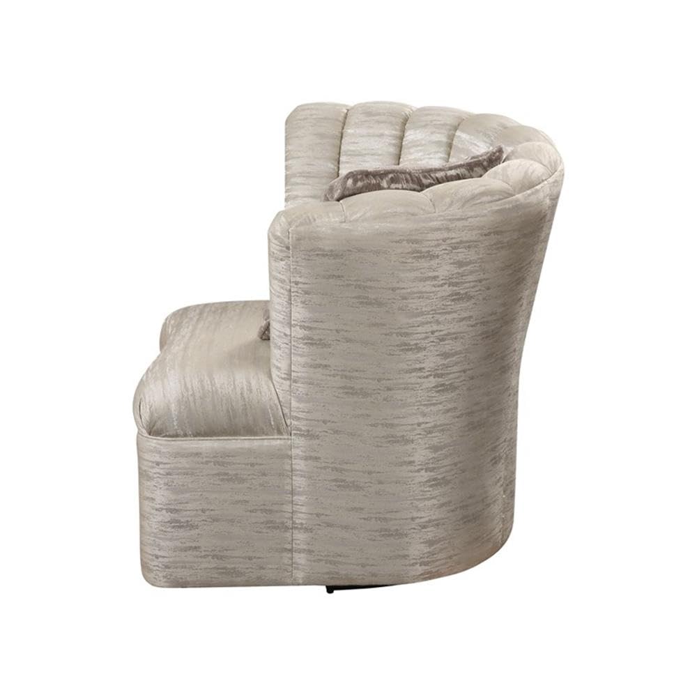 Acme Athalia Fabric Channeled Tufted Chair in Shimmering Pearl Beige
