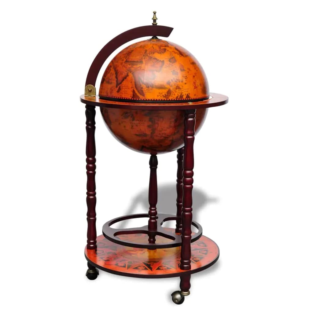 vidaXL Solid Eucalyptus Wood Globe Bar Wine Stand 16th Century Italian Liquor Mini Tables