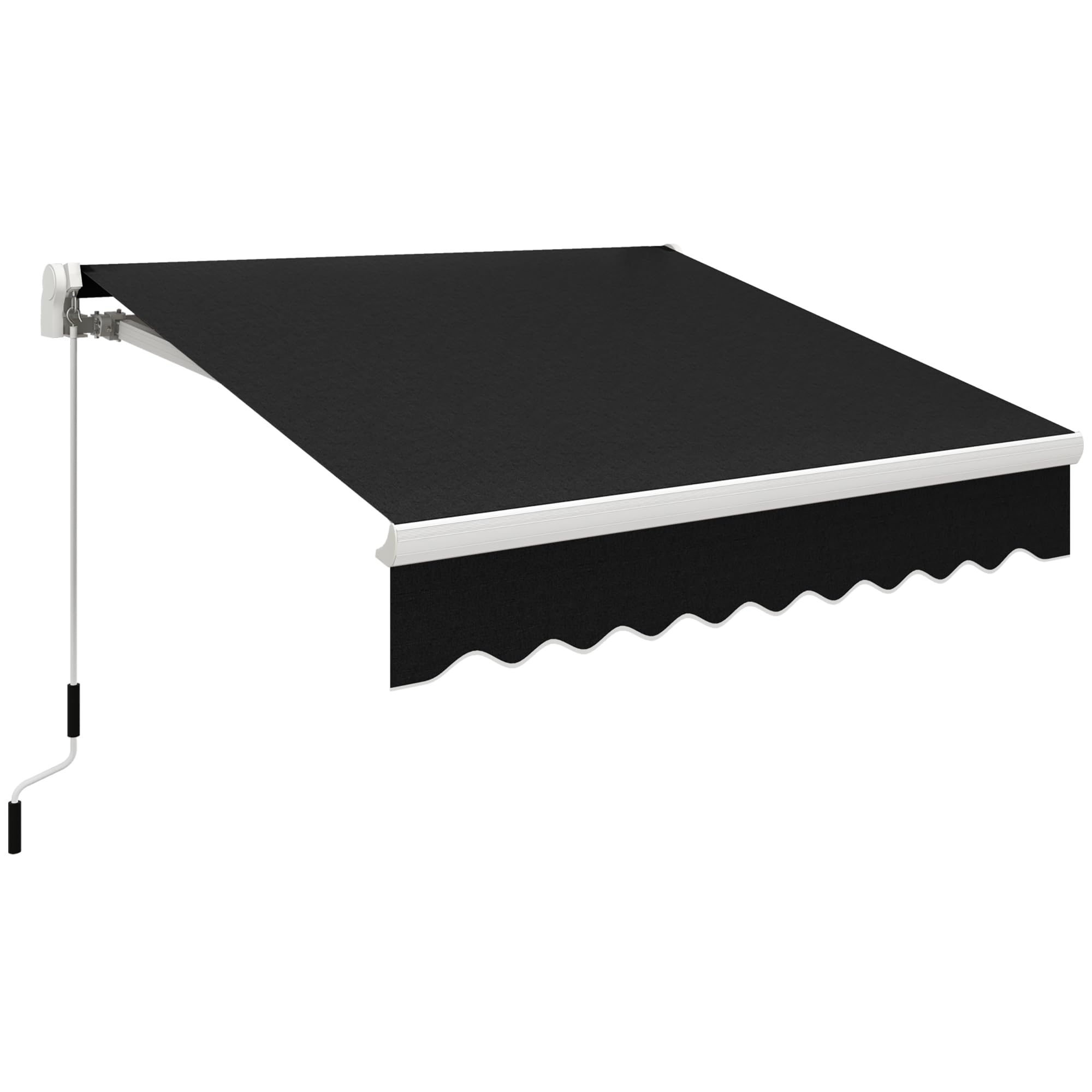 Outsunny 8' X 7' Patio Retractable Awning, Manual Exterior Sun Shade Deck Window Cover, Black