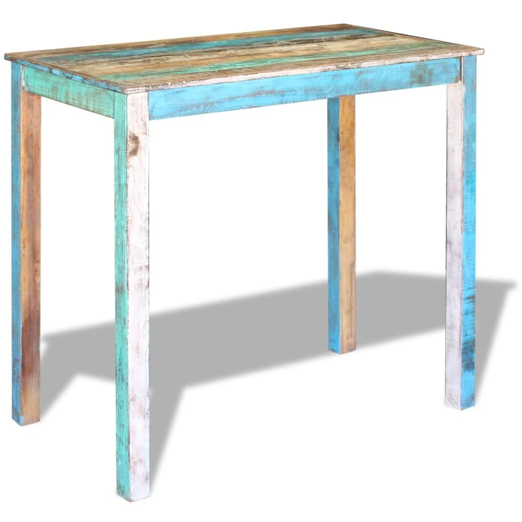 vidaXL Handcrafted Bar Table - Vintage Dining Table & Breakfast Bar - Made of Solid Reclaimed Wood - Polished, Partly Painted, and Waxed - Multicolor - 45.3&quot;x23.6&quot;x42&quot;