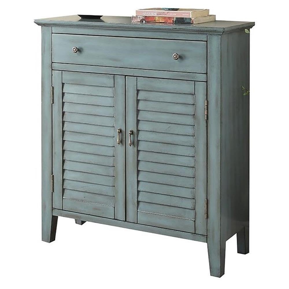 Acme Winchell 1 Drawer Wooden Console Table With 2 Doors In Antique Blue