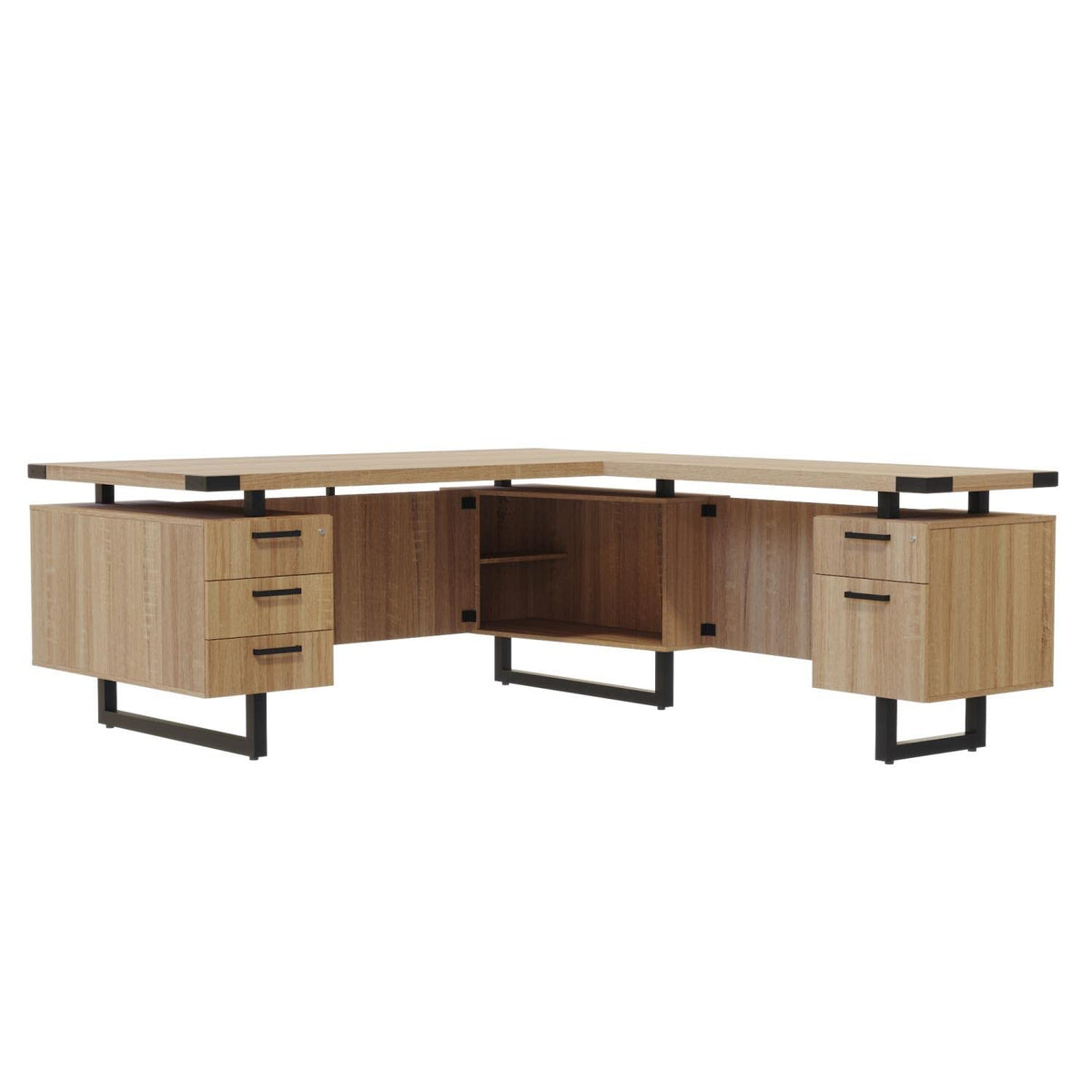 Safco Mirella L-Shaped Configuration Desk In Sand Dune Finish Mrlsbf7236Sdd