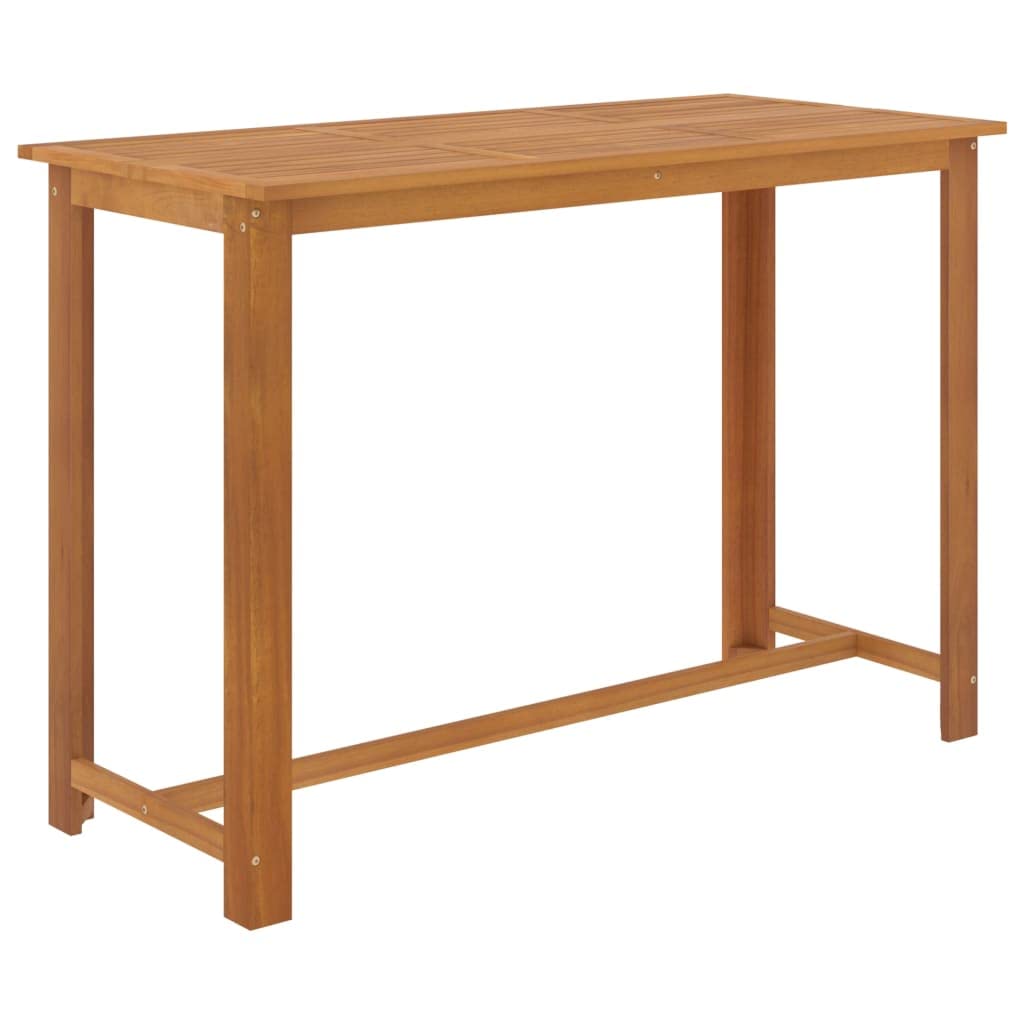 vidaXL 9-Piece Farmhouse-Styled Patio Bar Set - Brown PE Rattan Stools with Cushions, Solid Acacia Wood Table with Oil Finish - Ideal for Garden, Patio, Terrace