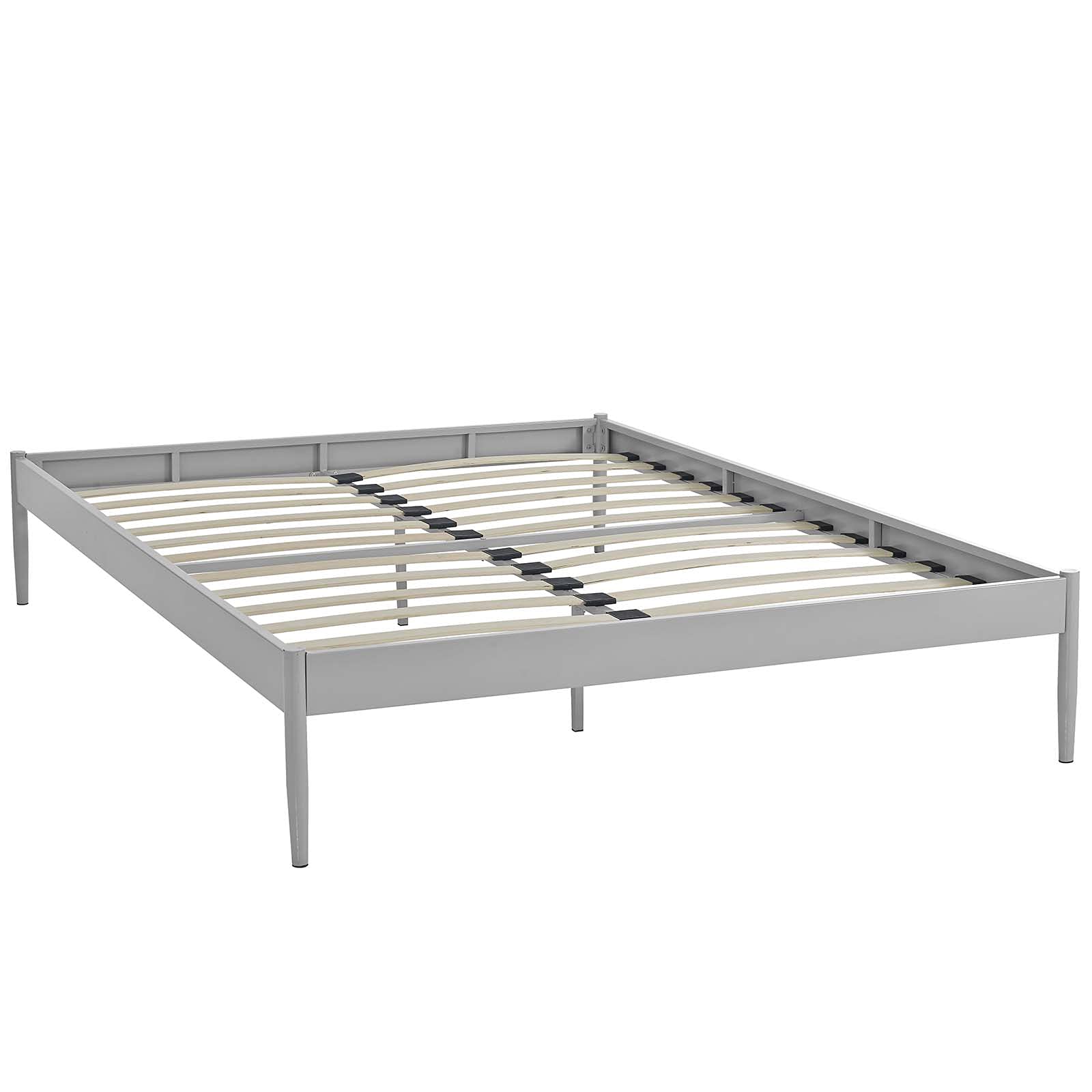 Modway Elsie Modern Low Profile Metal Platform Bed Frame Mattress Foundation With Wood Slat Support In Queen, Gray