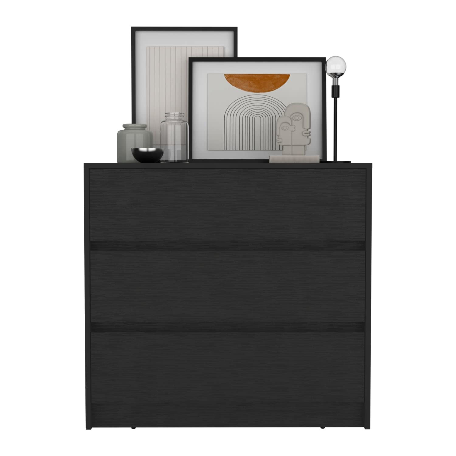 Dresser 31&Quot; H, 3 Drawers, Chest Of Drawers, Black, Modern