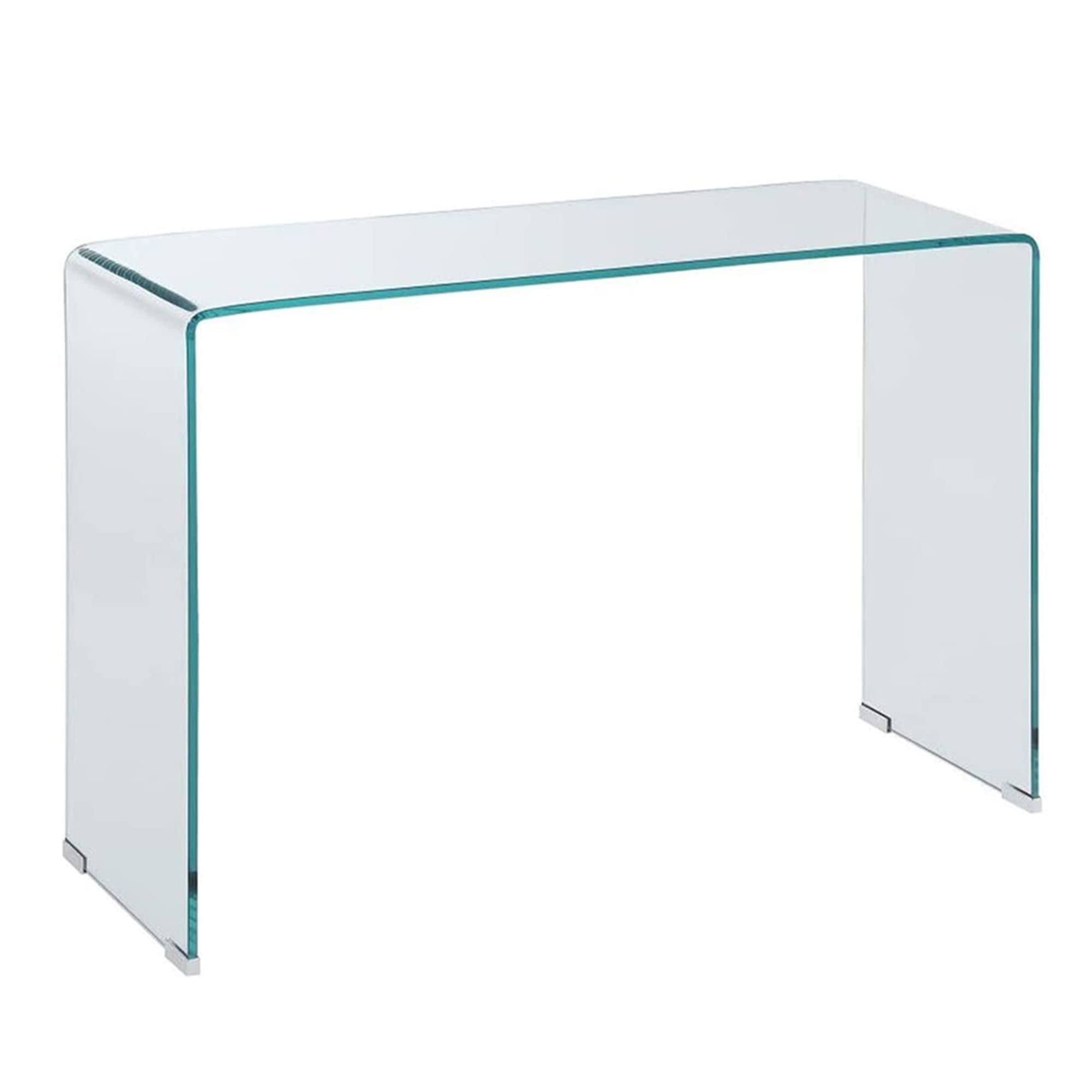 Benzara Contemporary Style Minimal Tempered Glass Sofa Table, Clear