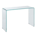 Benzara Contemporary Style Minimal Tempered Glass Sofa Table, Clear