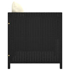 vidaXL Outdoor Patio Sofa with Cushions - Stylish & Functional Black Poly Rattan Garden Seat with Removable Cream White Cushions, Weather-Resistant & Lightweight