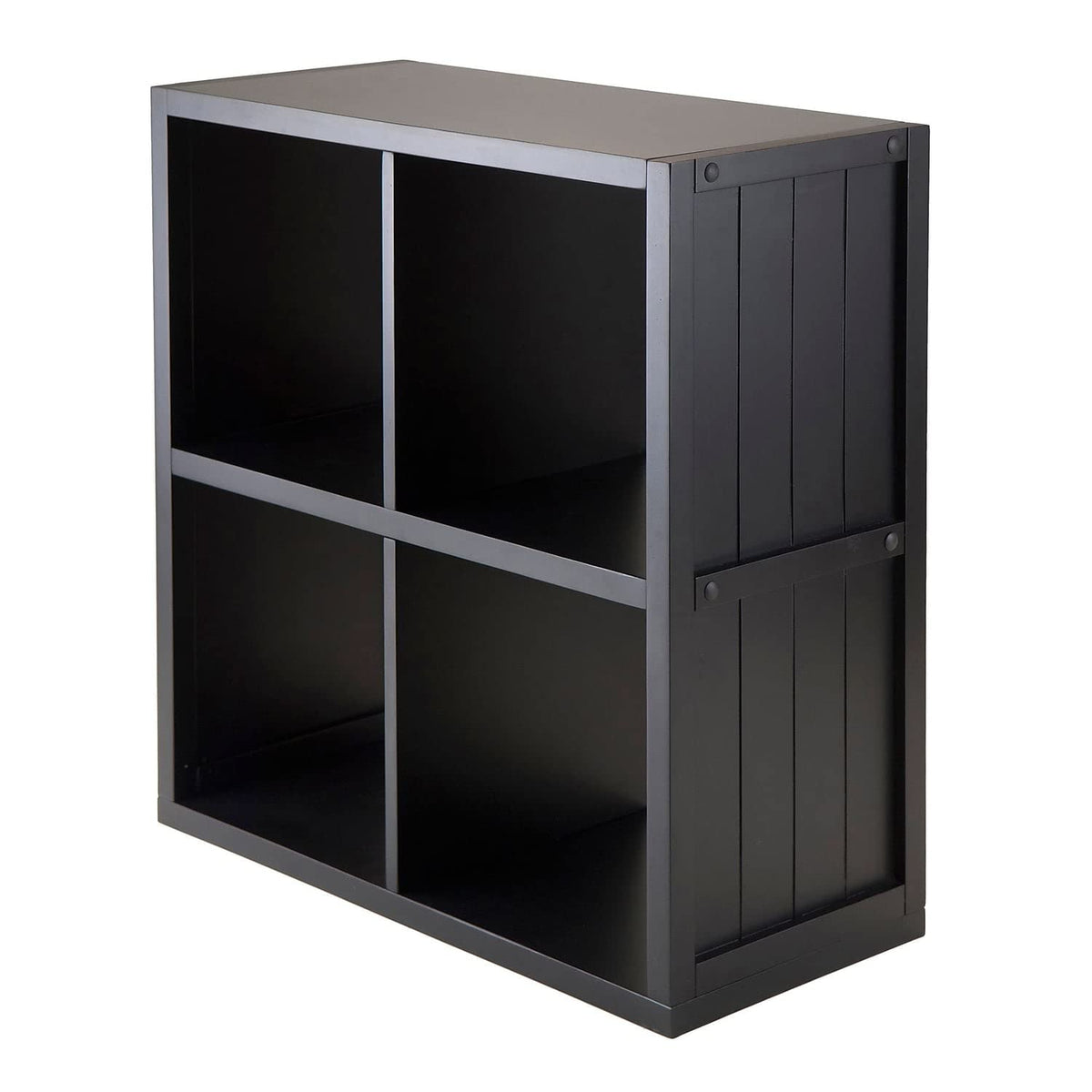 Winsome 20025 2 X 2 Cube Shelf With Wainscoting Panel, Black