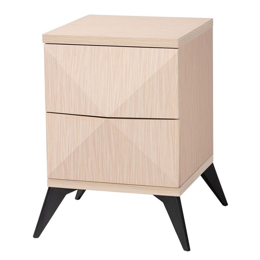 Baxton Studio Draper Mid-Century Modern Two-Tone Light Brown and Black Wood 2-Drawer Nightstand