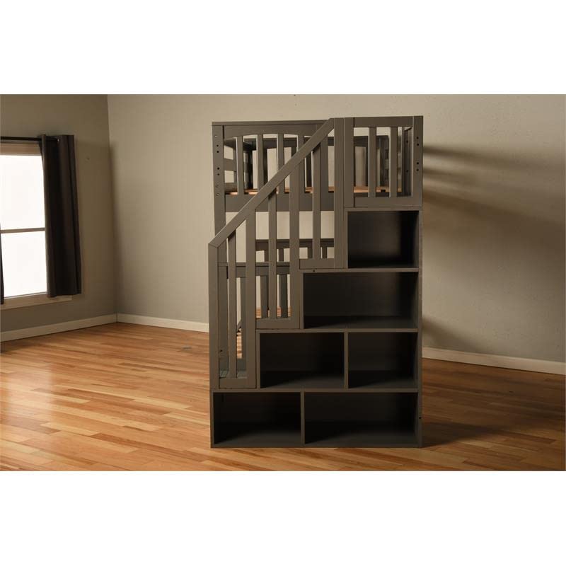 Kodiak Furniture Kelcie Twin/Twin Wood Bunk Bed with Storage and Trundle in Dark Gray