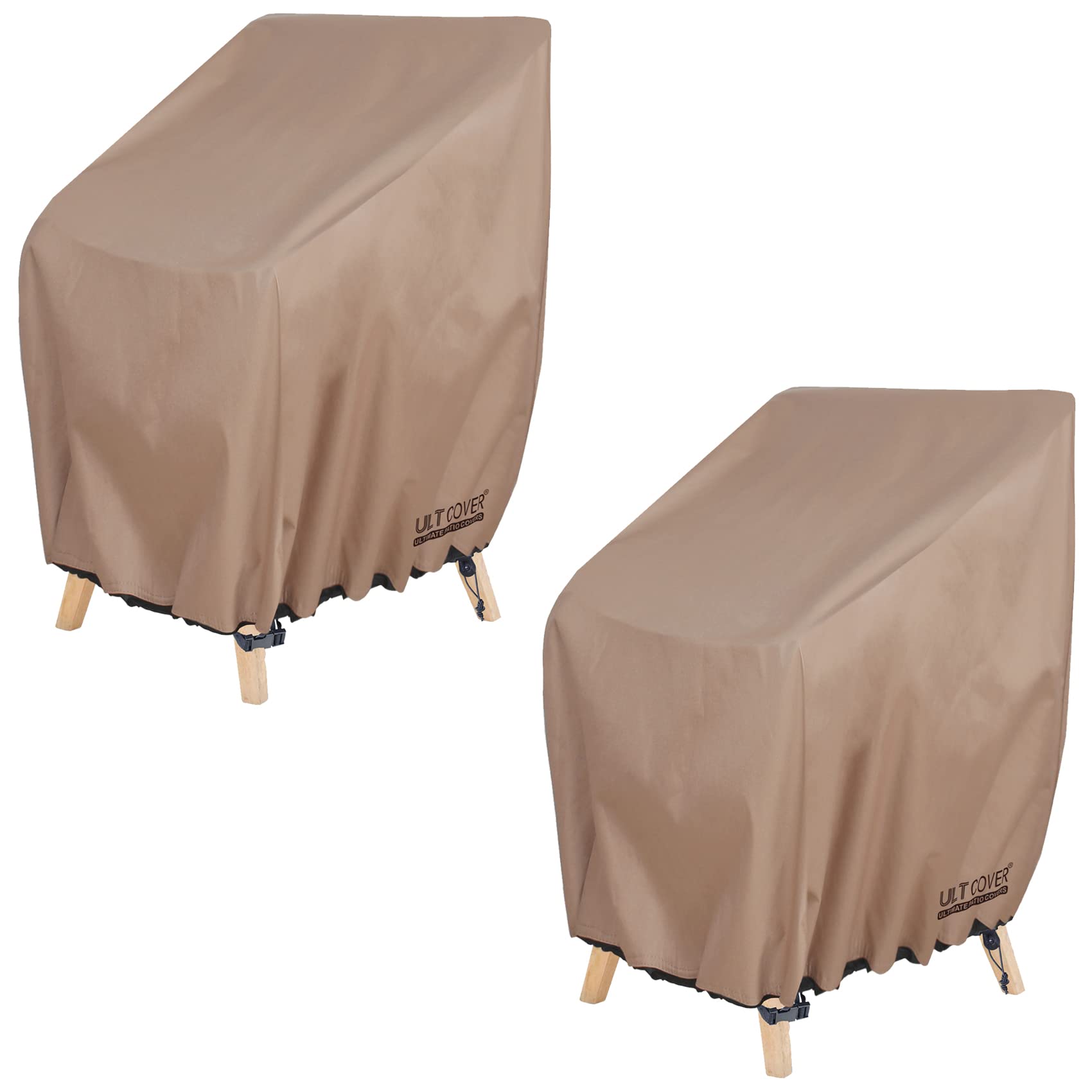 Ultcover Stackable Patio Chair Cover - Waterproof Outdoor Stack Of Chairs Cover 2 Pack Fits Up To 26W X 34D X 45H Inches