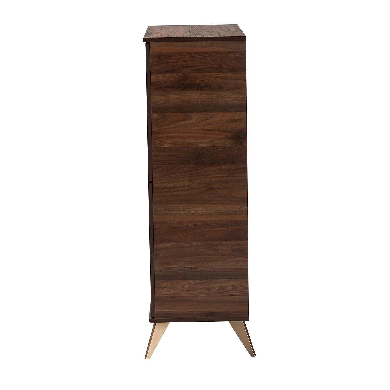 Baxton Studio Graceland Mid-Century Modern Transitional Walnut Brown Finished Wood Shoe Cabinet