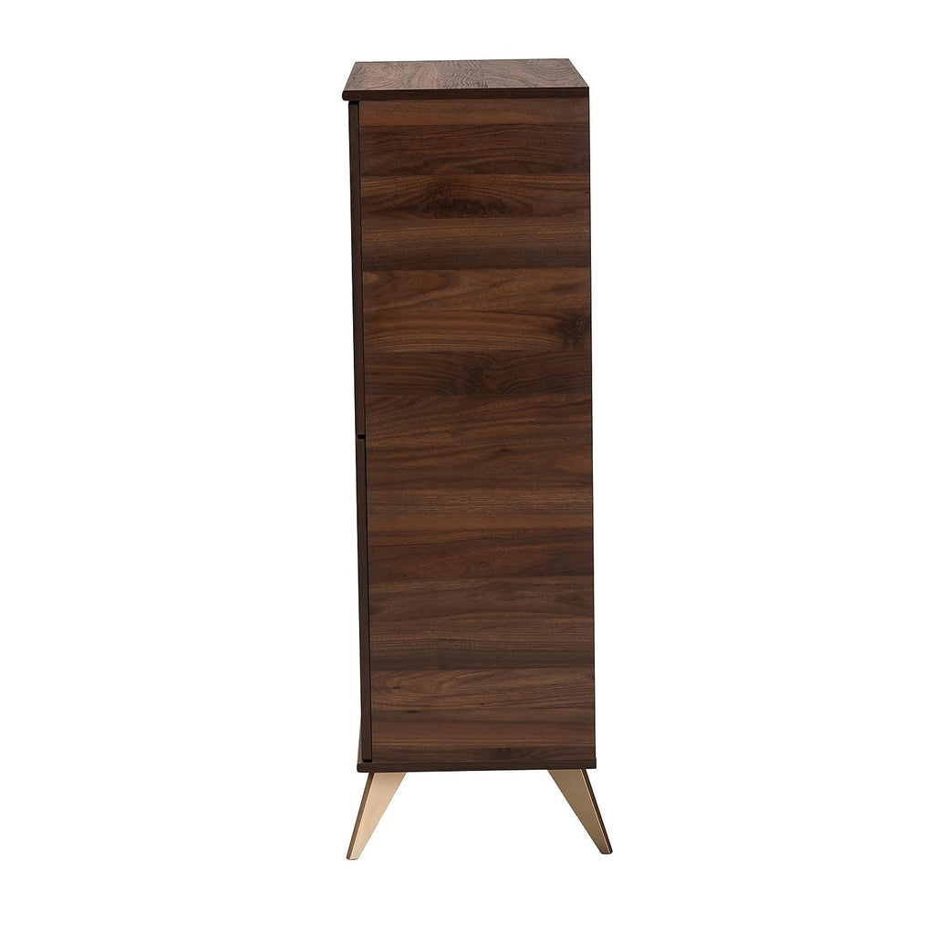 Baxton Studio Graceland Mid-Century Modern Transitional Walnut Brown Finished Wood Shoe Cabinet