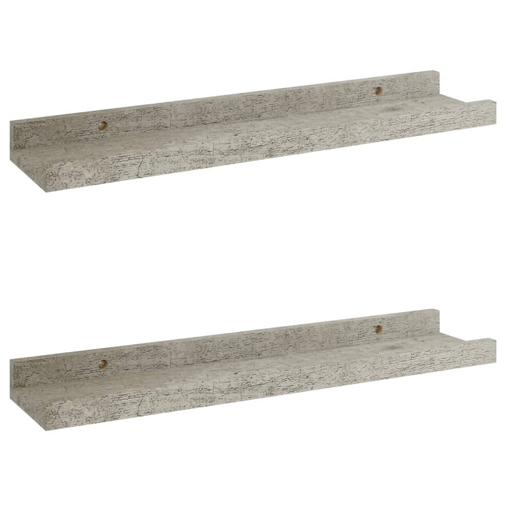 vidaXL Modern Wall Shelves, Set of 2, Concrete Gray, MDF Material, 15.7&quot;x3.5&quot;x1.2&quot;