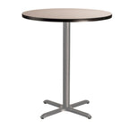 National Public Seating Nps 36&Quot; Round Cafe Table With X Base, 42&Quot; Height, Particleboard Core/T-Mold, Grey Nebula Top, Grey Frame