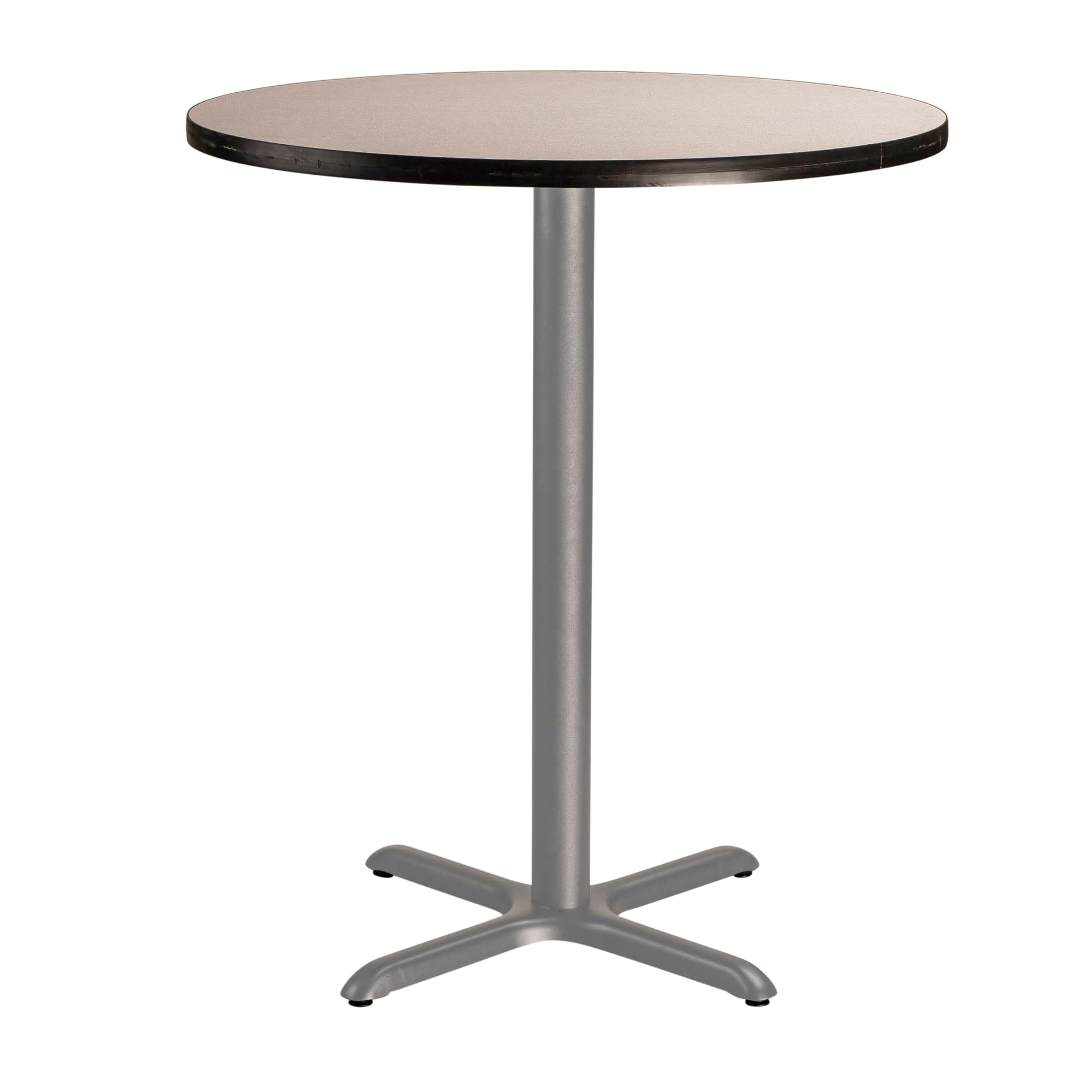 National Public Seating Nps 36&Quot; Round Cafe Table With X Base, 42&Quot; Height, Particleboard Core/T-Mold, Grey Nebula Top, Grey Frame