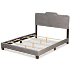 Baxton Studio Benjen Modern and Contemporary Glam Grey Velvet Fabric Upholstered Queen Size Panel Bed