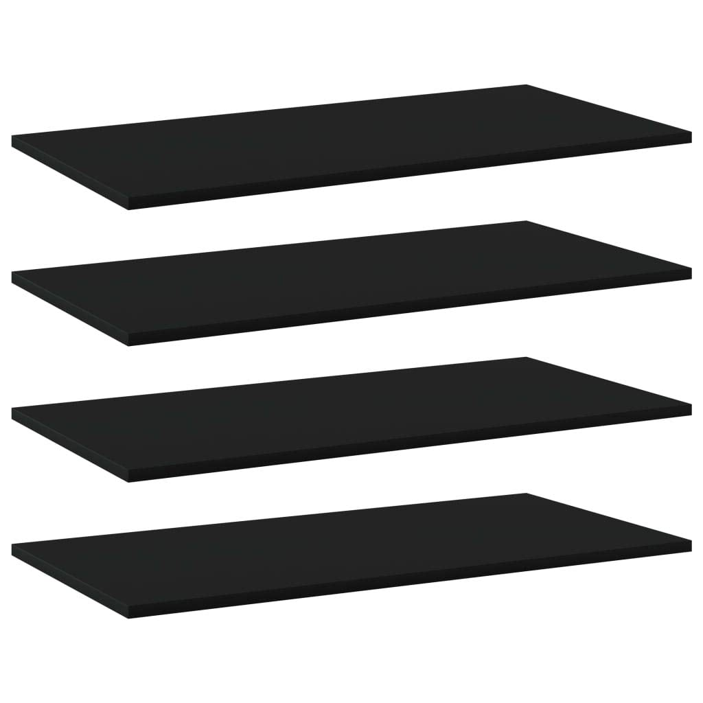 vidaXL Bookshelf Boards Pack of 4 in Black - Durable Engineered Wood - Extra Storage Solution - Ideal for Replacements or Additional Shelves - Size 31.5&quot;x15.7&quot;x0.6&quot;