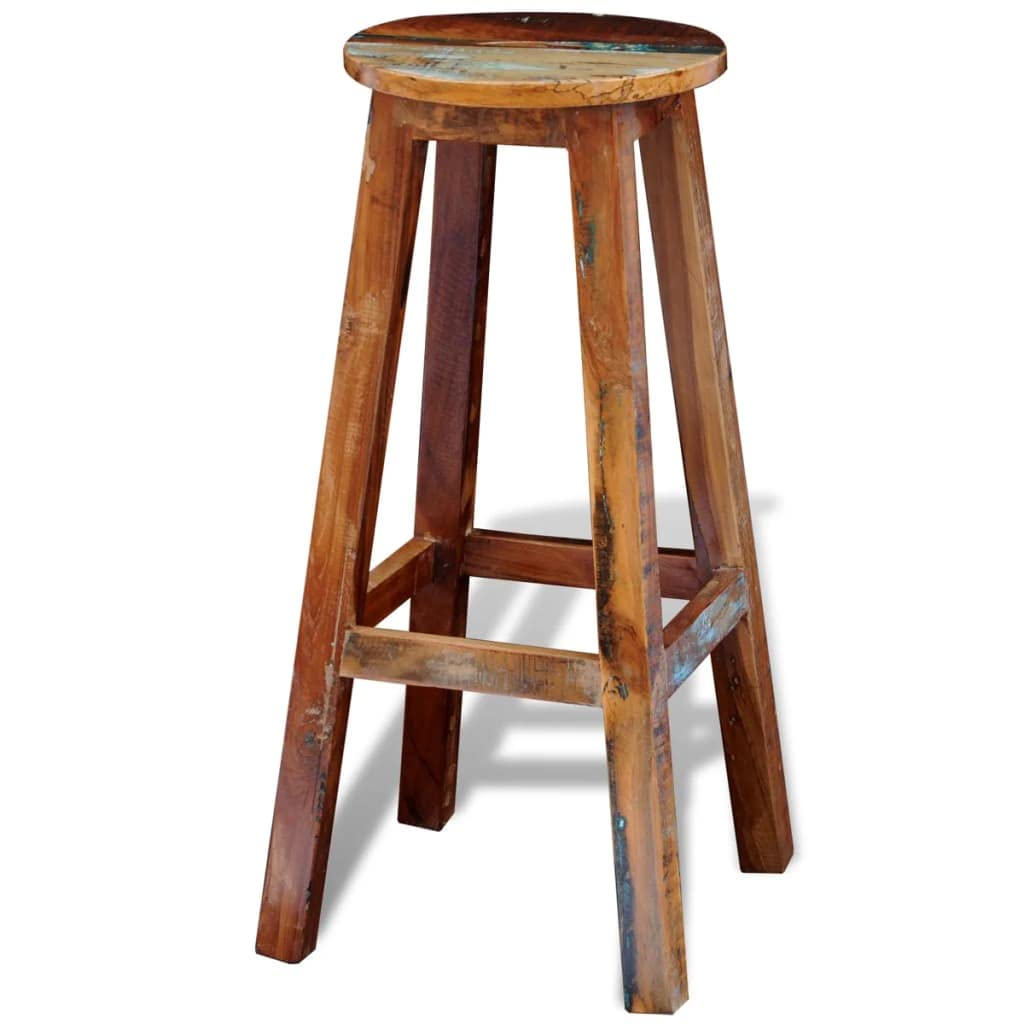 vidaXL Handmade Solid Reclaimed Wood Bar Stool - Timeless Antique Style Furniture with Optimum Seating Comfort, Sustainable Development