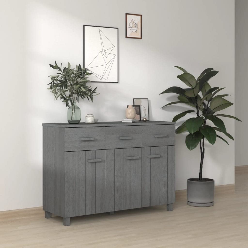 vidaXL Solid Wood Sideboard 'HAMAR' - Dark Gray, 44.5&quot;x15.7&quot;x31.5&quot;, Convenient Drawer Cabinet, Ample Storage, Sturdy Construction - Ideal for Various Decor Styles
