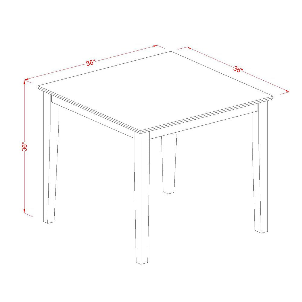 East West Furniture PBQU5-BLK-W 5 Piece Counter Height Pub Set Includes a Square Dining Room Table and 4 Kitchen Chairs, 36x36 Inch, Black & Cherry