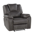 Steve Silver Co Katrine Manual Recliner, Padded Charcoal Faux-Leather, Raised Headrest Recliner Chair, Living Room Single Sofa Recliner, Padded Armrests, 36" D x 39" W x 39" H, Grey/Black