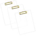Thick Acrylic Clear Clipboards With Gold Clip 3-Pack, Durable Stylish Clipboards With Low Profile Clip