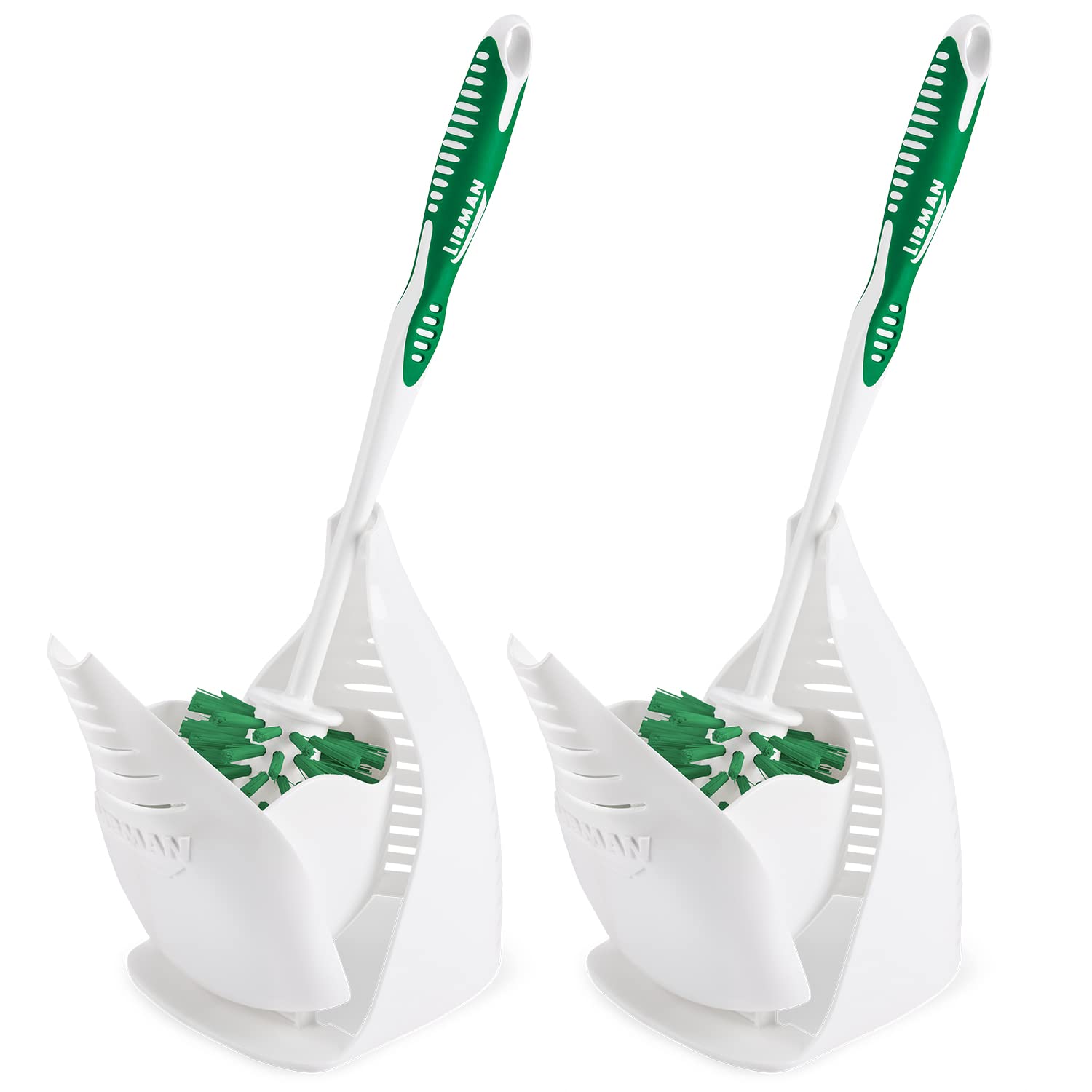 Libman Designer Bowl Brush and Caddy - 2 Pack - Toilet Brush and Holder Set, Non-Scratch, Bathroom Brush, Hygenic Caddy with Dry