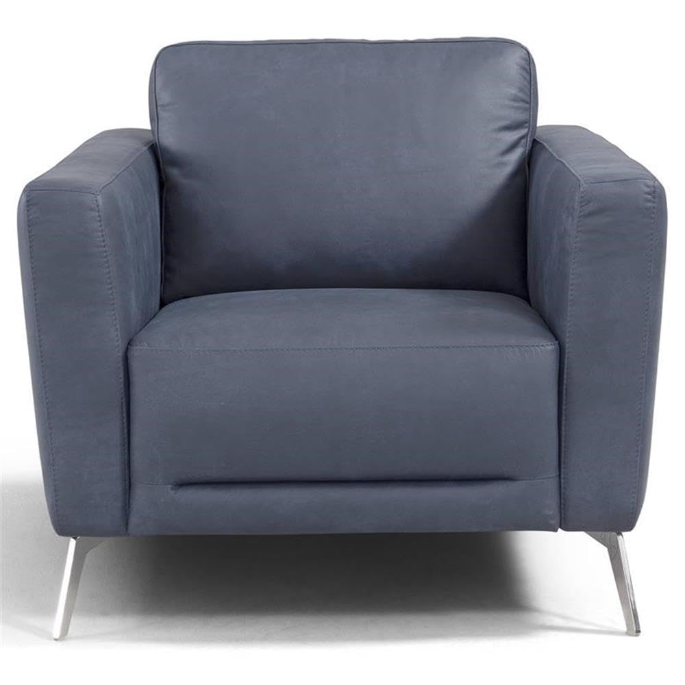 Acme Astonic Leather Upholstery Chair with Tight Black in Blue