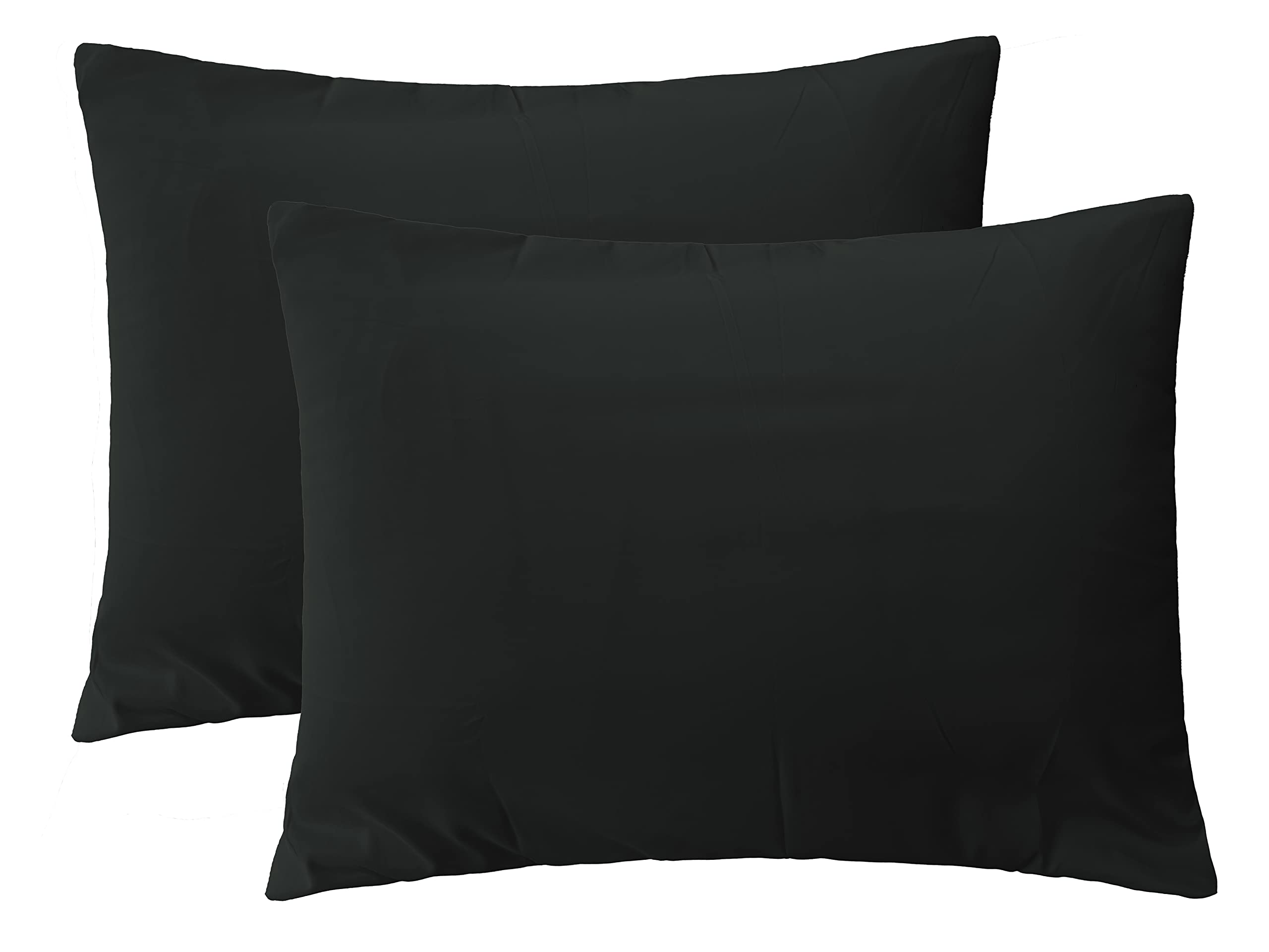 Imaylex Soft Brushed Microfiber Fabric Zipper Pillowcase, Cozy And Lightweight, Easy Care, Set Of 2, Black, Standard, 20' X 26'
